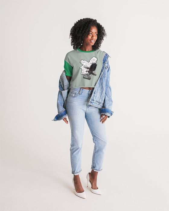 Eagles Kelly Green Women's Lounge Cropped Tee