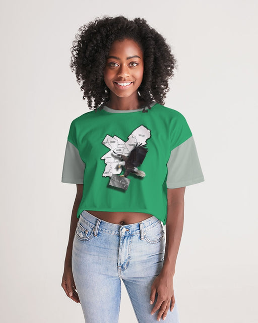 Eagles Kelly Green Women's Lounge Cropped Tee