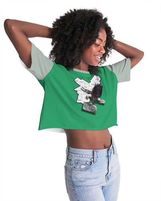 Eagles Kelly Green Women's Lounge Cropped Tee