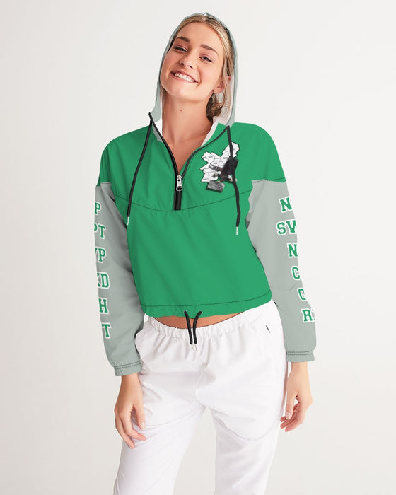 Eagles Kelly Green Women's Cropped Windbreaker