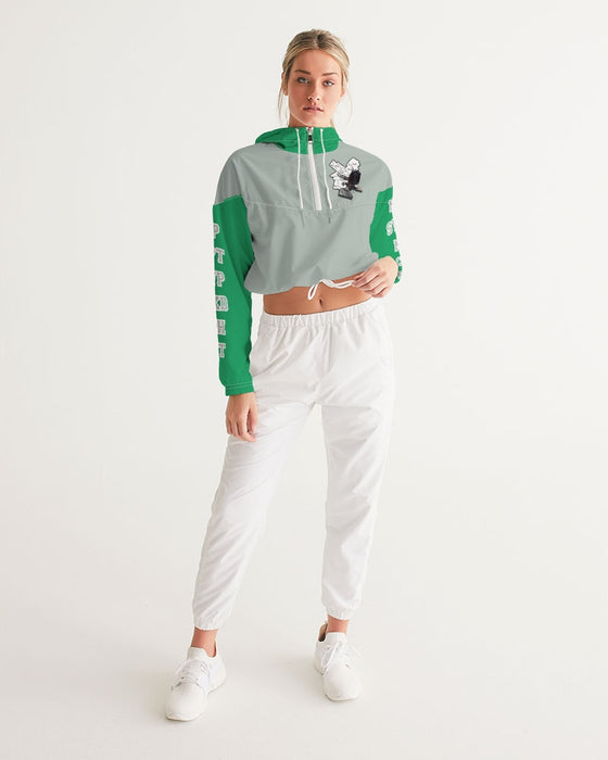 Eagles Kelly Green Women's Cropped Windbreaker